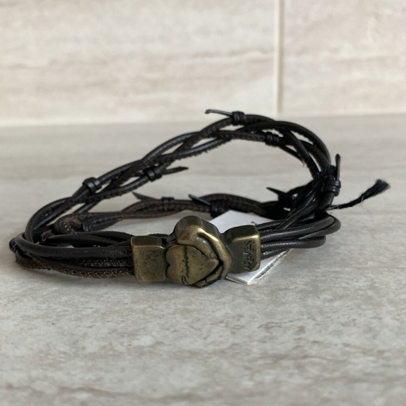 AMEN Passion Brown Leather Bracelet Unisex Double Layer Braid Magnet Lock NWT - Picture 5 of 5